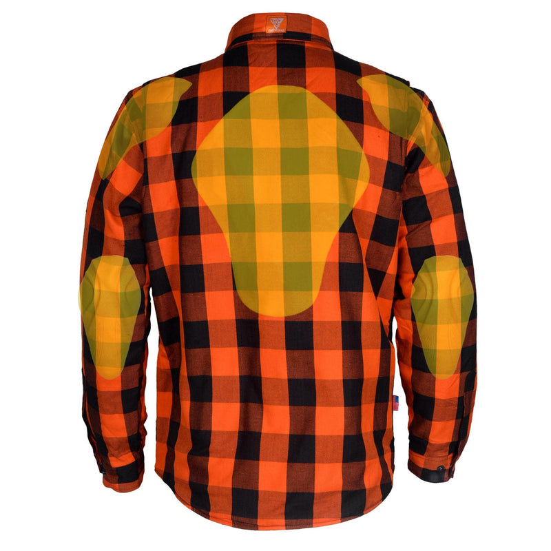 Load image into Gallery viewer, Protective Flannel Shirt - Orange and Black Checkered
