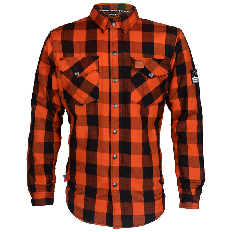 Load image into Gallery viewer, Protective Flannel Shirt - Orange and Black Checkered
