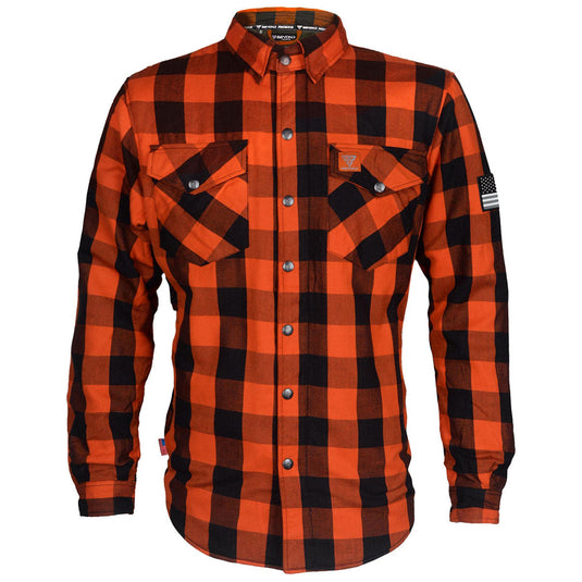 Protective Flannel Shirt - Orange and Black Checkered