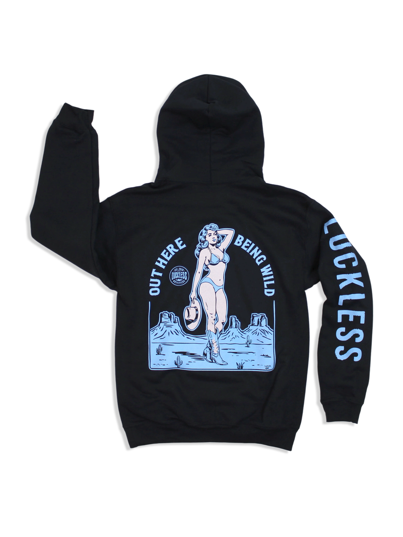 Load image into Gallery viewer, Out Here Being Wild Hoodie Dew Blue
