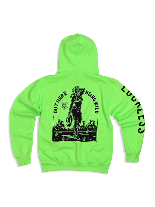 Out Here Being Wild Hoodie Neon Green