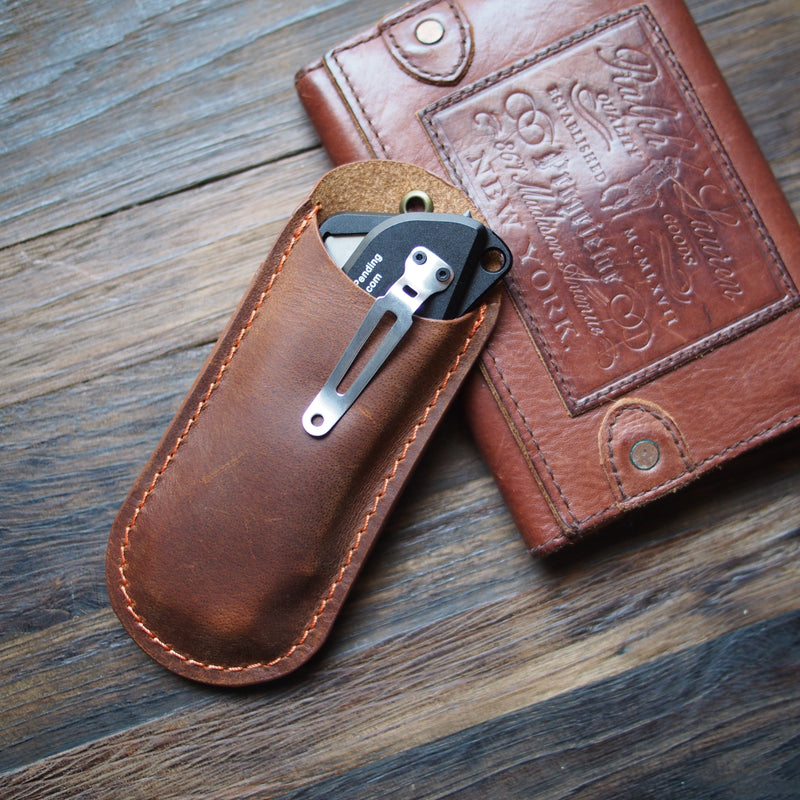 Load image into Gallery viewer, Stinger Olfa Evolution Edge with Leather Pouch, Folding Pocket Utility - Matte Black
