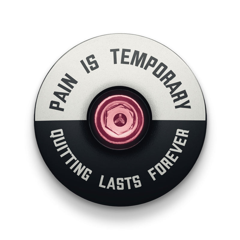 Load image into Gallery viewer, Pain is Temporary - Quitting Lasts Forever Bicycle Headset Cap
