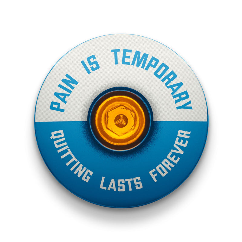 Load image into Gallery viewer, Pain is Temporary - Quitting Lasts Forever Bicycle Headset Cap

