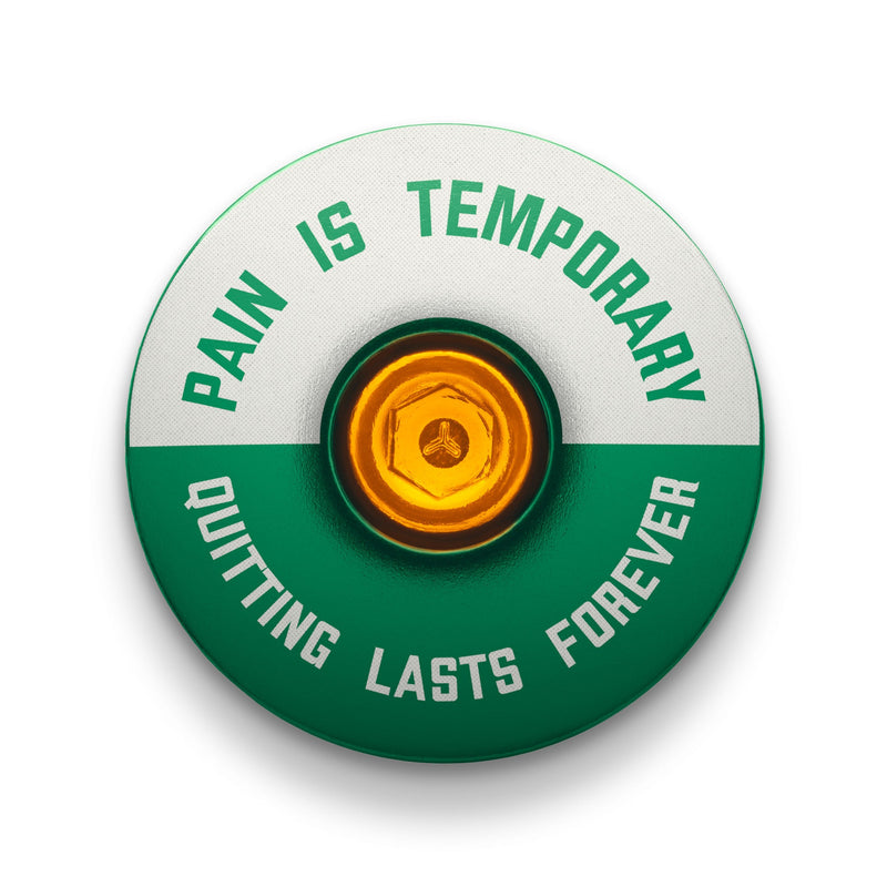 Load image into Gallery viewer, Pain is Temporary - Quitting Lasts Forever Bicycle Headset Cap
