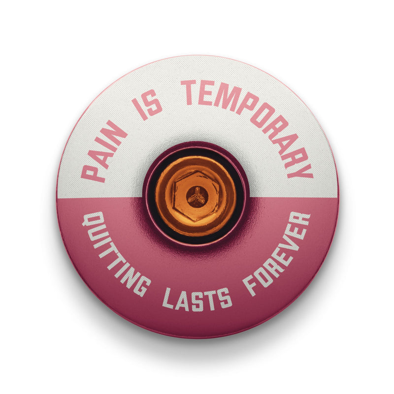Load image into Gallery viewer, Pain is Temporary - Quitting Lasts Forever Bicycle Headset Cap
