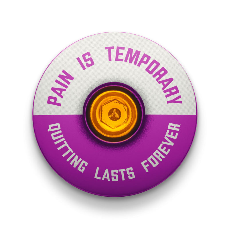Load image into Gallery viewer, Pain is Temporary - Quitting Lasts Forever Bicycle Headset Cap
