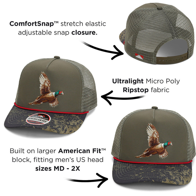 Load image into Gallery viewer, Pheasant Upland 5-Panel Trucker Rope Cap

