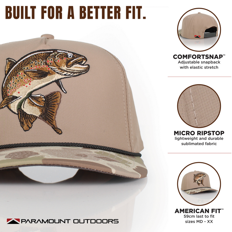 Load image into Gallery viewer, Brown Trout 5-Panel Fly Fishing Rope Cap
