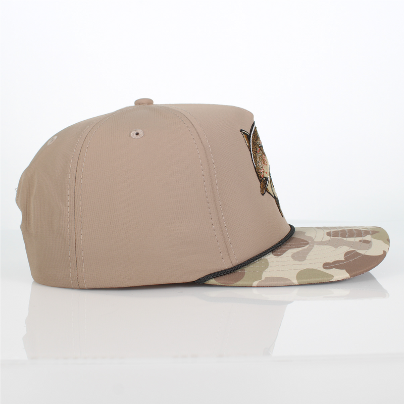 Load image into Gallery viewer, Brown Trout 5-Panel Fly Fishing Rope Cap
