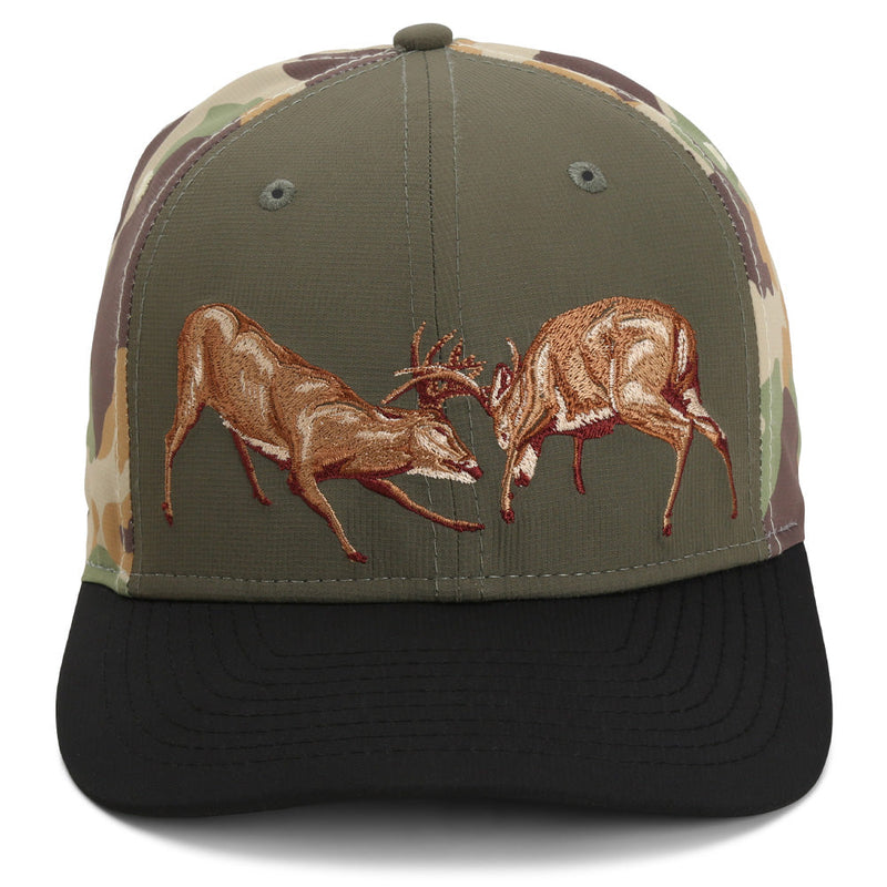 Load image into Gallery viewer, Fighting Deer Rut Cap 6-Panel Riverside Wax Cloth Visor
