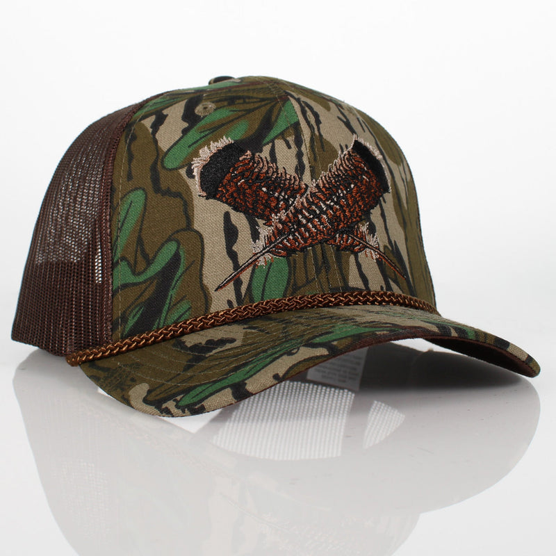 Load image into Gallery viewer, Mossy Oak Bottomland Turkey Feather Meshback Cap

