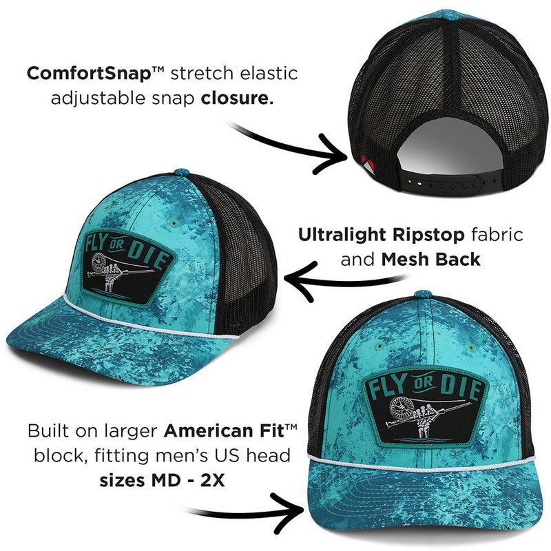 Load image into Gallery viewer, Fly or Die Hat Fly Fishing Mesh Back Rope Cap
