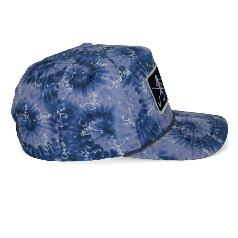 Load image into Gallery viewer, Dancing Skeletons Fly Fishing Trucker Tie Dye Rope Cap
