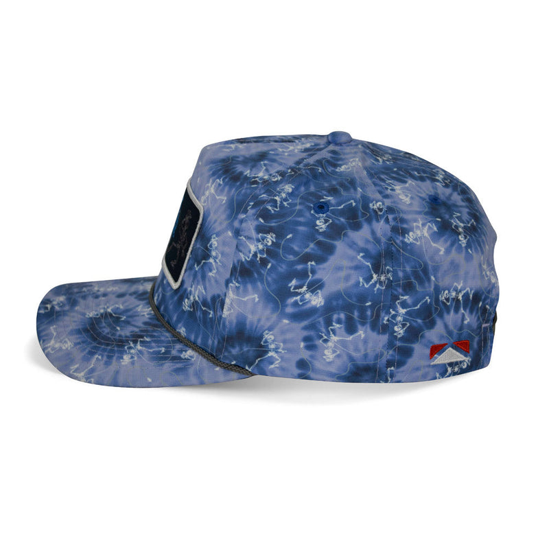 Load image into Gallery viewer, Dancing Skeletons Fly Fishing Trucker Tie Dye Rope Cap
