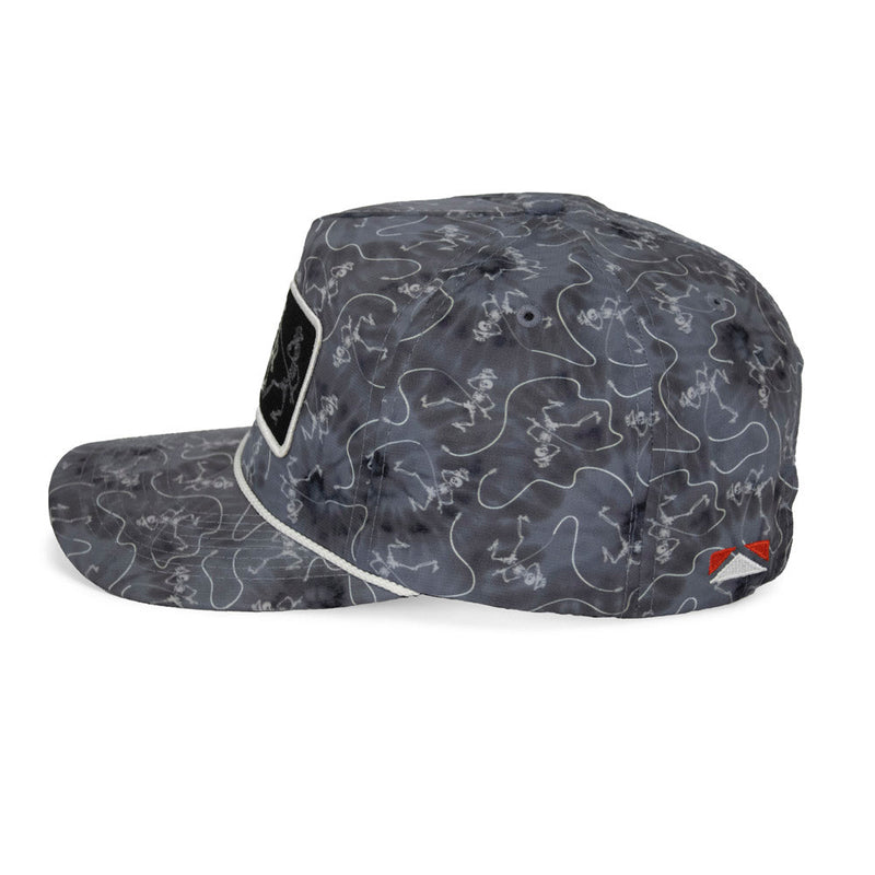 Load image into Gallery viewer, Dancing Skeletons Fly Fishing Trucker Tie Dye Rope Cap
