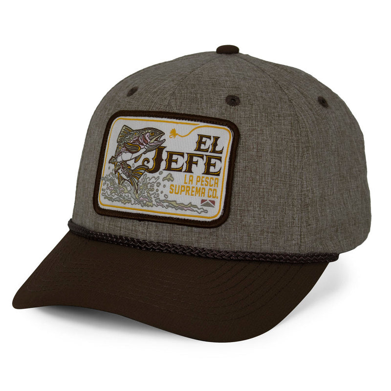 Load image into Gallery viewer, El Jefe Supremo Fishing 6-Panel Meshback Rope Cap
