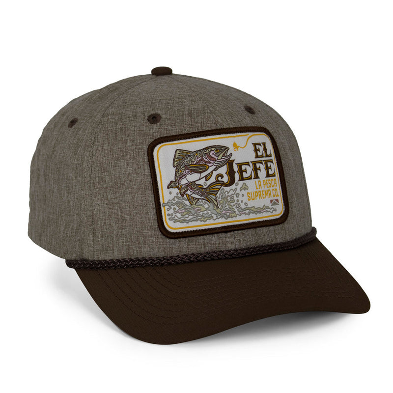 Load image into Gallery viewer, El Jefe Supremo Fishing 6-Panel Meshback Rope Cap
