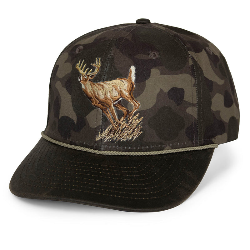 Load image into Gallery viewer, Running Deer 6-Panel Wax Cloth Rope Cap
