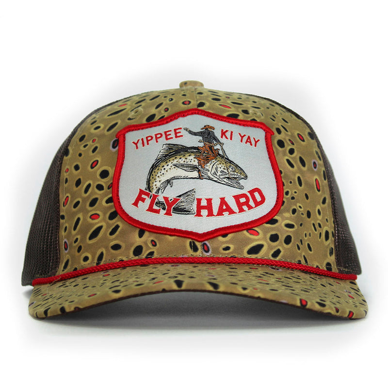 Load image into Gallery viewer, YIPPY KI YAY Fish Rodeo 6-Panel Meshback Rope Cap
