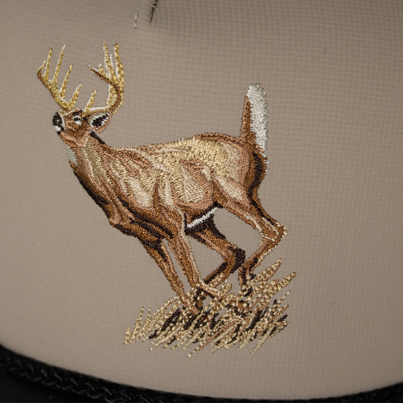 Load image into Gallery viewer, Running Deer 5-Panel Wax Cloth Visor Trucker Hat
