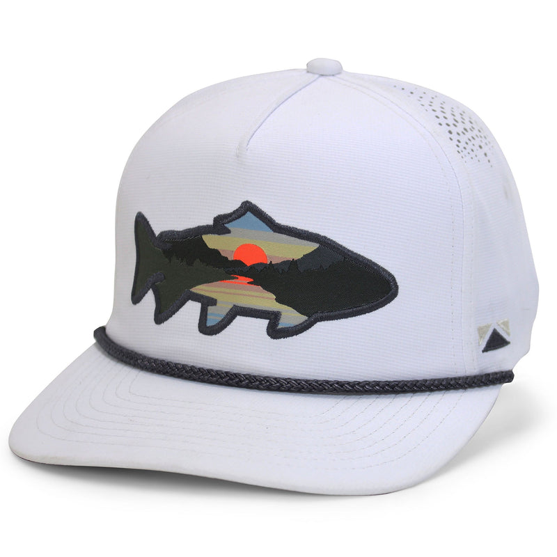 Load image into Gallery viewer, Sunset Fish Silhouette 5-Panel Performance Rope Cap

