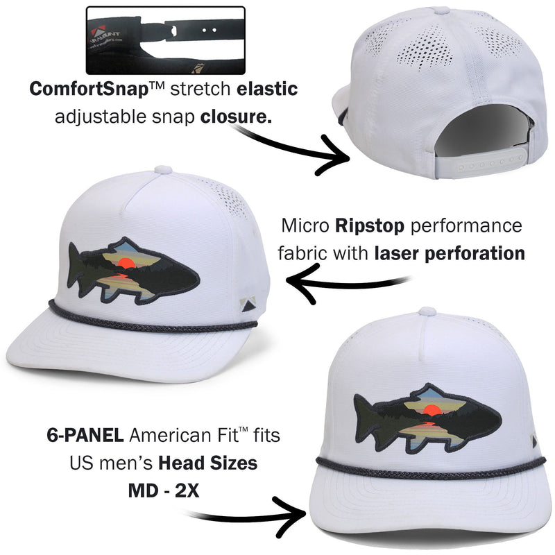 Load image into Gallery viewer, Sunset Fish Silhouette 5-Panel Performance Rope Cap
