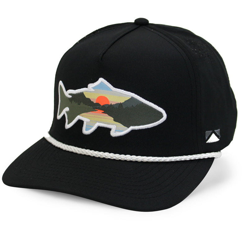 Load image into Gallery viewer, Sunset Fish Silhouette 5-Panel Performance Rope Cap
