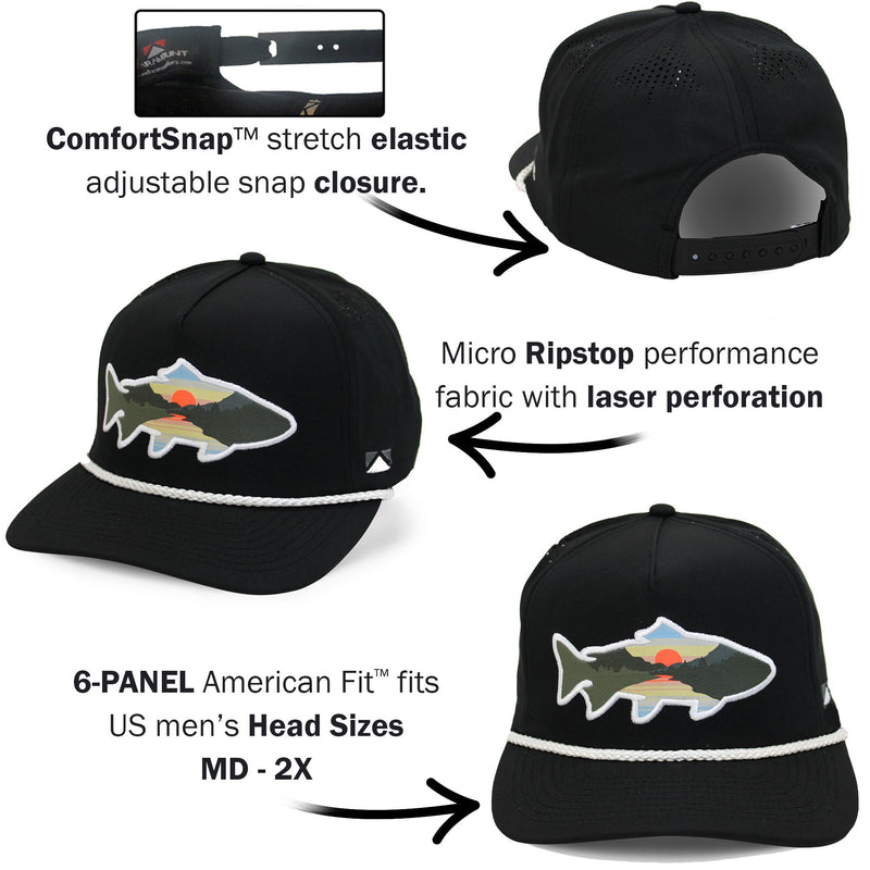 Load image into Gallery viewer, Sunset Fish Silhouette 5-Panel Performance Rope Cap
