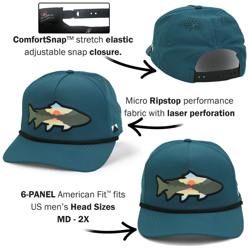 Load image into Gallery viewer, Sunset Fish Silhouette 5-Panel Performance Rope Cap
