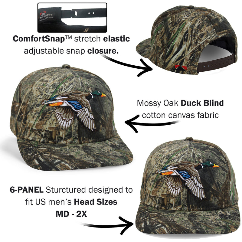 Load image into Gallery viewer, Flying Mallard 6-Panel on Mossy Oak Duck Blind
