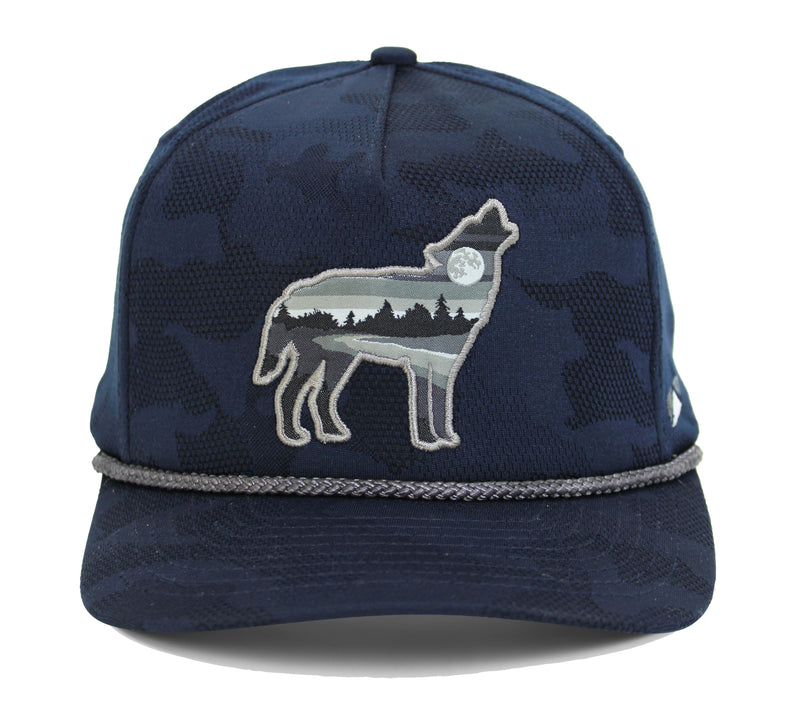 Load image into Gallery viewer, Wolf Howl Cloud Texture 5-Panel Rope Cap

