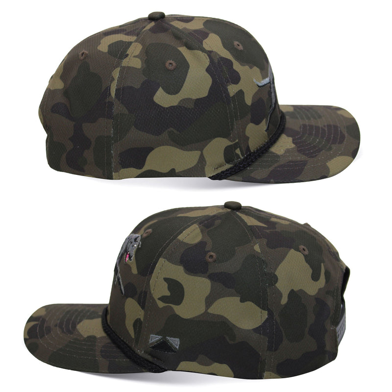 Load image into Gallery viewer, Black Lab Performance Rope Cap on Dark Old School Camo
