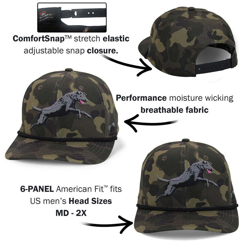 Load image into Gallery viewer, Black Lab Performance Rope Cap on Dark Old School Camo
