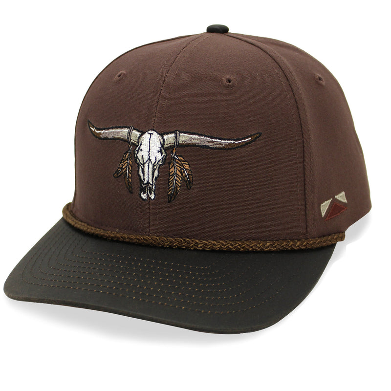 Load image into Gallery viewer, Longhorn 6-Panel Hat with Wax Cloth Visor
