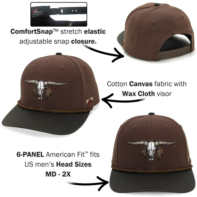 Load image into Gallery viewer, Longhorn 6-Panel Hat with Wax Cloth Visor
