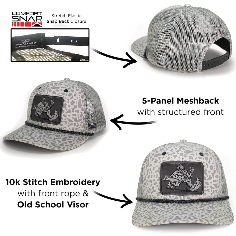 Load image into Gallery viewer, Bigfoot Bass Squatch Fishing 6-Panel Rope Cap
