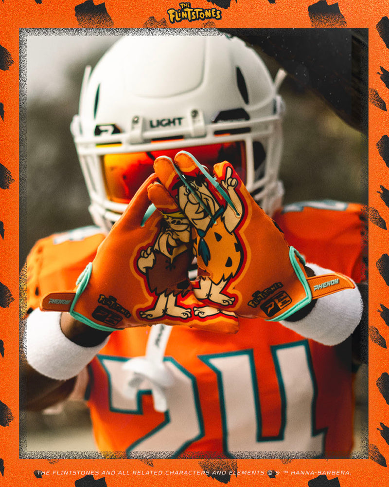 Load image into Gallery viewer, The Flintstones "Bedrock Blitz" Football Gloves - VPS5 by Phenom Elite
