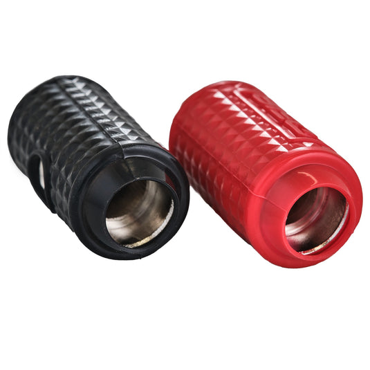 1/0-GA to 1/4-GA Amp Input Reducers with Offset Stub and Silicone Cover - BLACK/RED