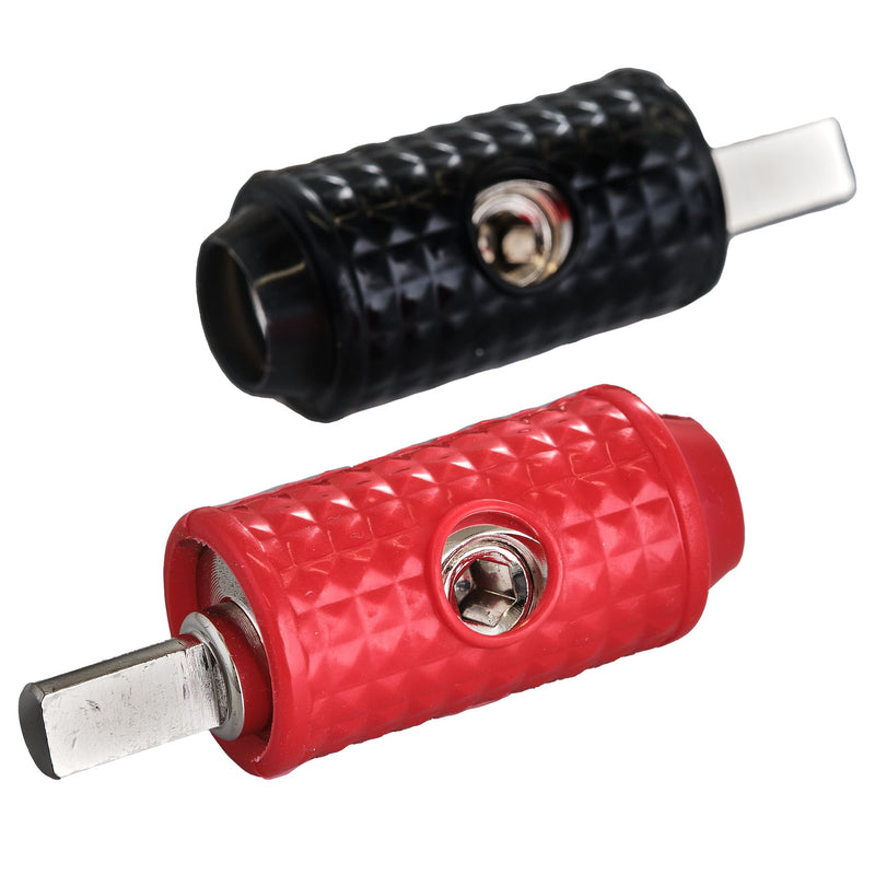 Load image into Gallery viewer, 1/0-GA to 1/4-GA Amp Input Reducers with Offset Stub and Silicone Cover - BLACK/RED
