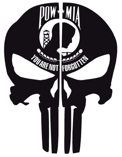 POW MIA FLAG PUNISHER SKULL REAR HELMET REFLECTIVE HELMET DECAL