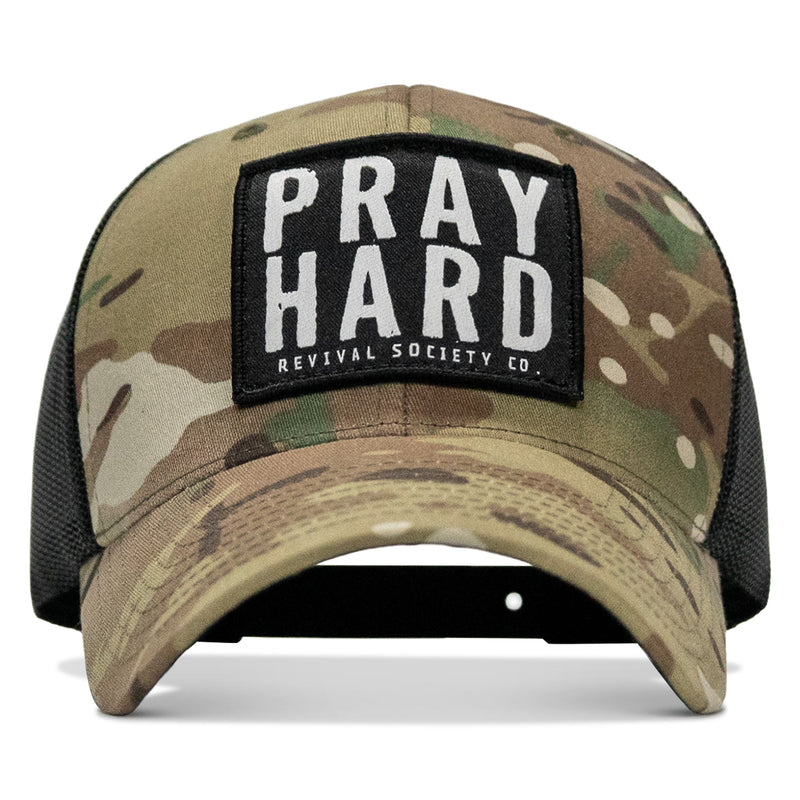 Load image into Gallery viewer, Pray Hard Patch Snapback Hat
