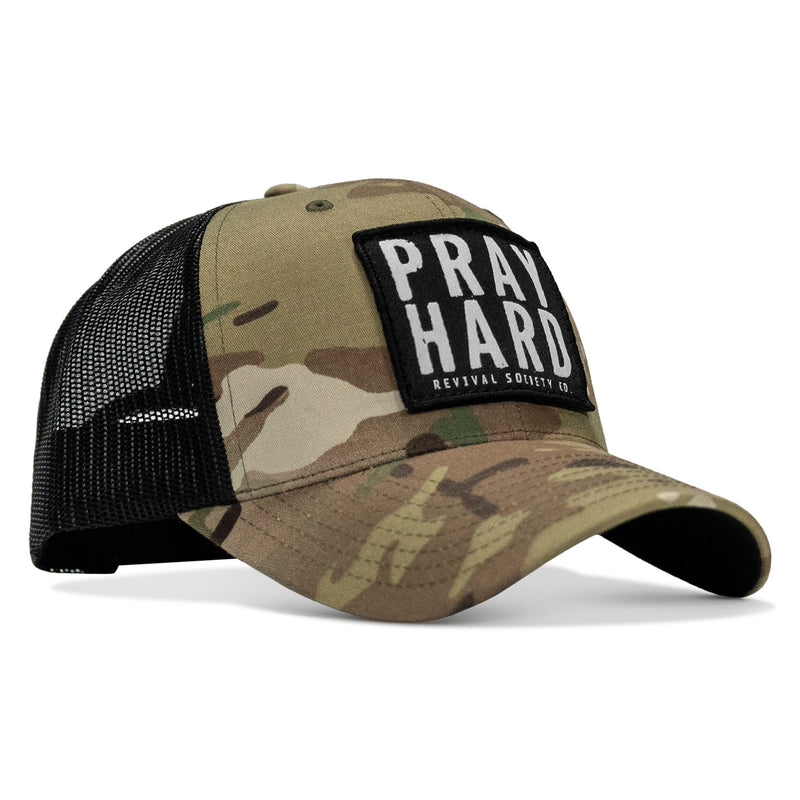 Load image into Gallery viewer, Pray Hard Patch Snapback Hat
