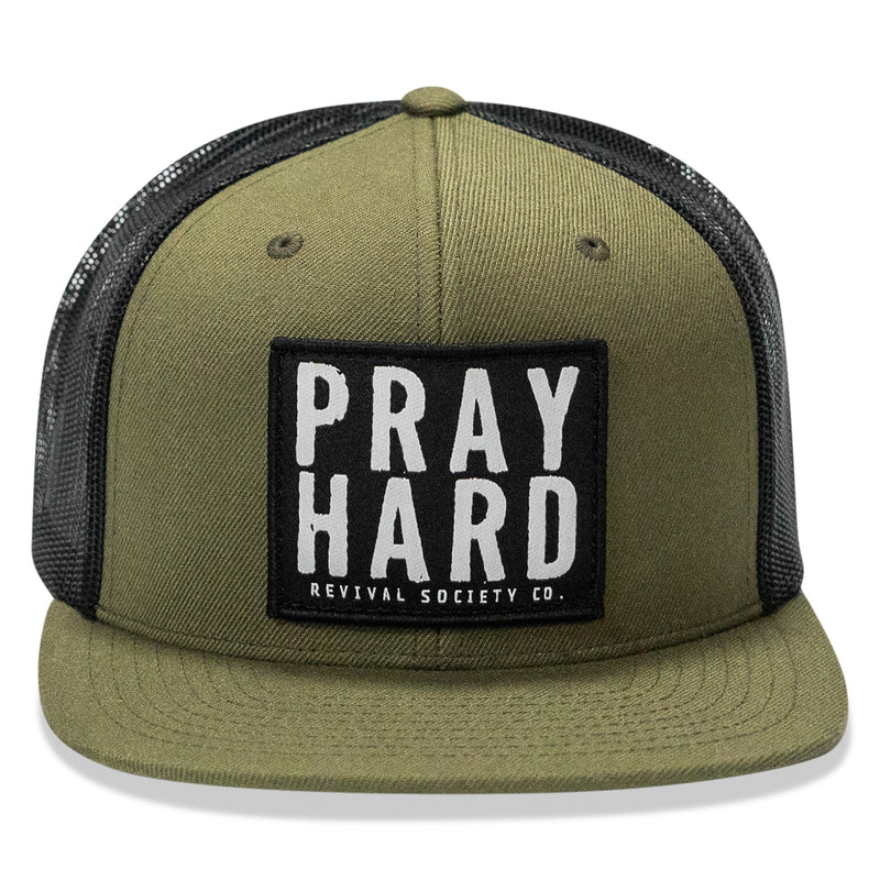 Load image into Gallery viewer, Pray Hard Patch Flatbill Hat
