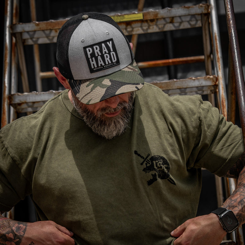 Load image into Gallery viewer, Pray Hard Patch Original Ripstop Snapback Hat
