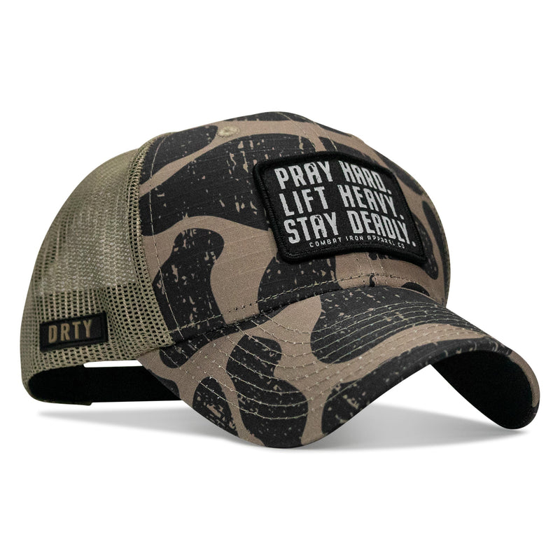 Load image into Gallery viewer, Pray Hard. Lift Heavy. Stay Deadly. Patch Original Ripstop Snapback Hat
