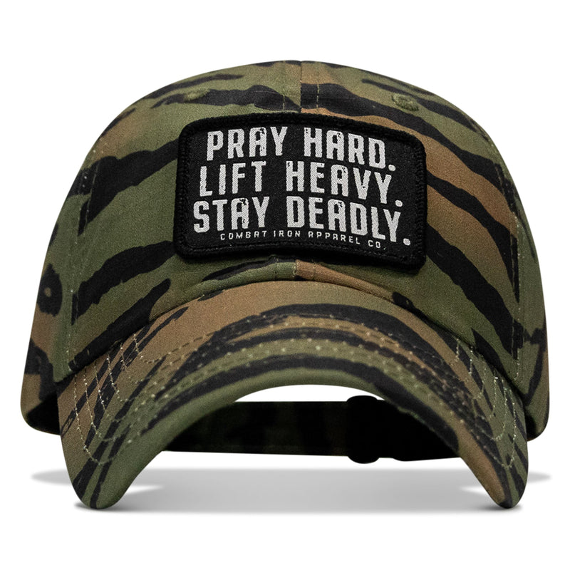 Load image into Gallery viewer, Pray Hard. Lift Heavy. Stay Deadly. Patch Tactical Ripstop Mesh Snapback Hat
