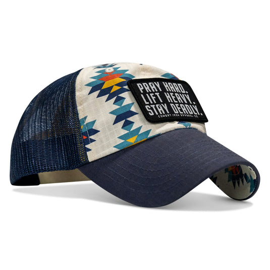 Pray Hard. Lift Heavy. Stay Deadly. Patch Tactical Ripstop Mesh Snapback Hat