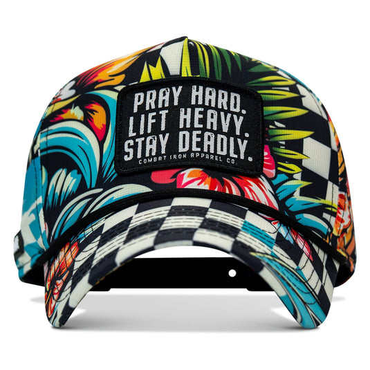 Pray Hard. Lift Heavy. Stay Deadly. Patch Waterproof Weekender Snapback