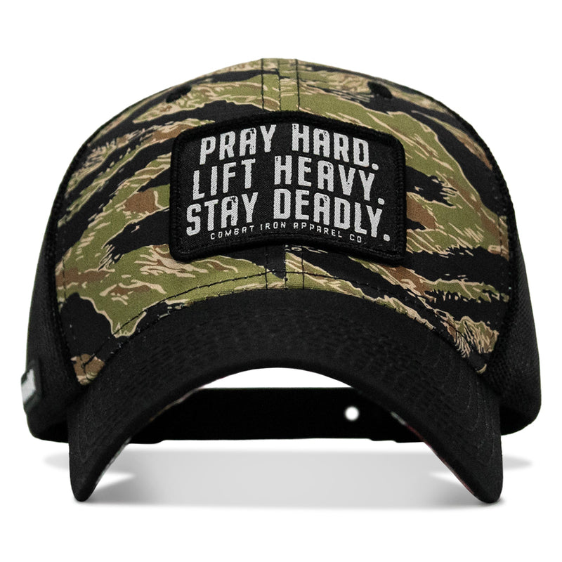 Load image into Gallery viewer, Pray Hard. Lift Heavy. Stay Deadly. Patch Original Ripstop Snapback Hat
